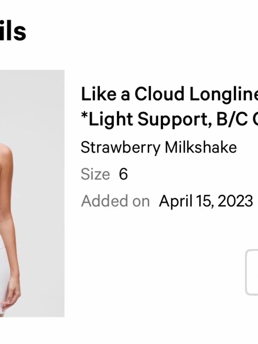 lululemon athletica Like a Cloud Longline Strawberry Milkshake Bra